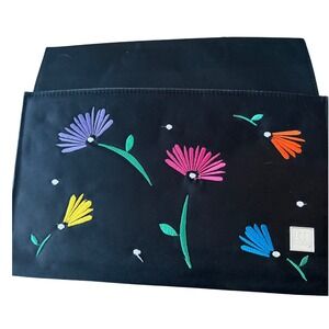 Miche MICHELLE LYNNE Black Clutch Embroidered‎ Flowers Evening Bag